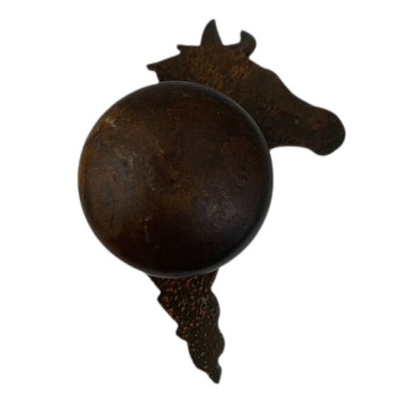 Metal Western Horse Head Drawer Knob Rust Patina Reversible Rustic Cabin Core - Picture 1 of 4